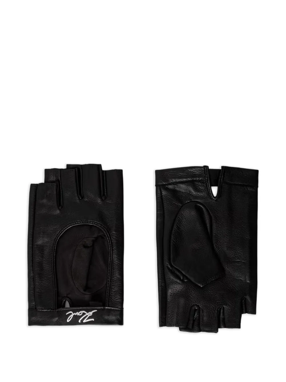 Karl Lagerfeld fingerless leather gloves - Nero