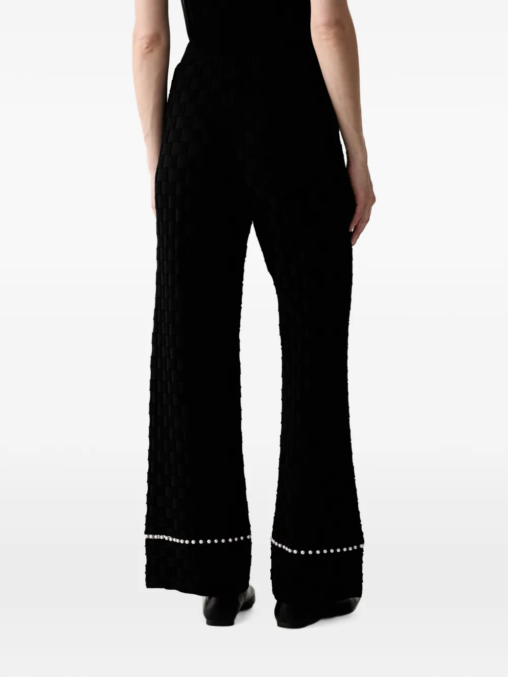 Karl Lagerfeld Geweven broek verfraaid met imitatieparels Zwart