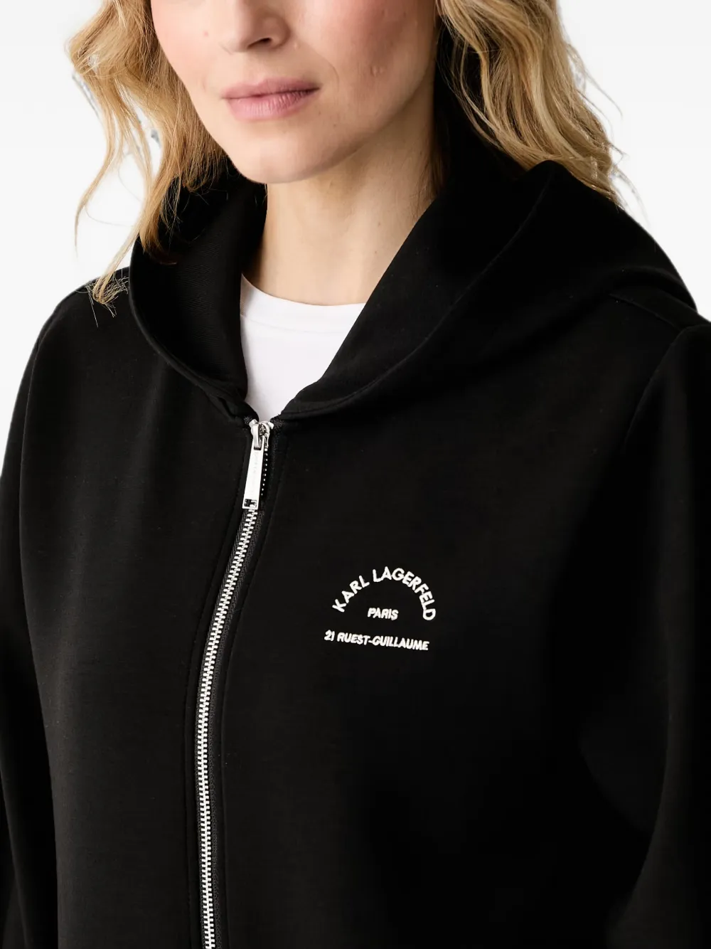 Karl Lagerfeld Rue St-Guillaume hoodie met rits Zwart