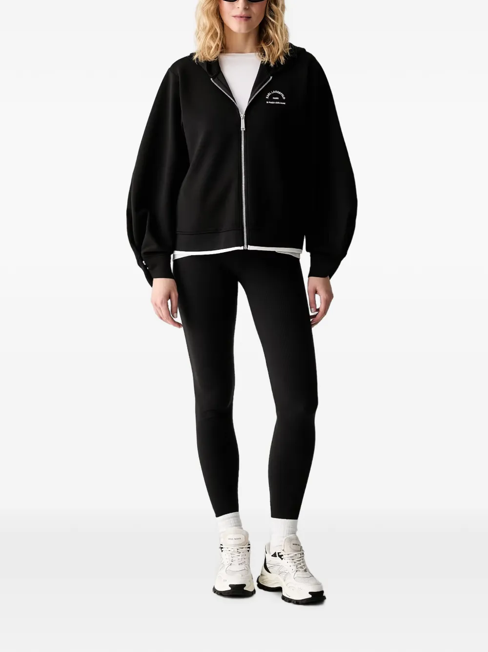 Karl Lagerfeld Rue St-Guillaume hoodie met rits Zwart