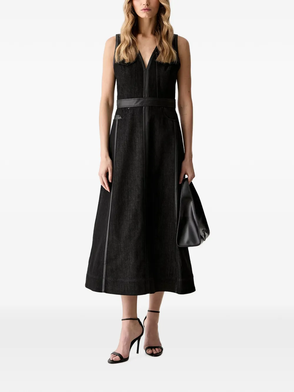 Karl Lagerfeld panelled midi dress - Black