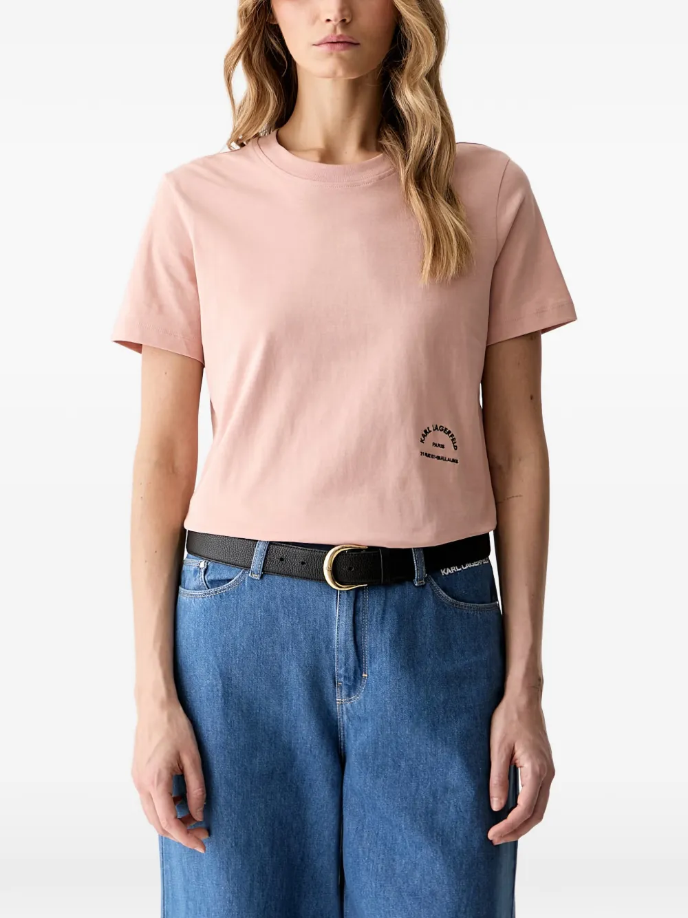 Karl Lagerfeld logo-embroidered T-shirt - Rosa