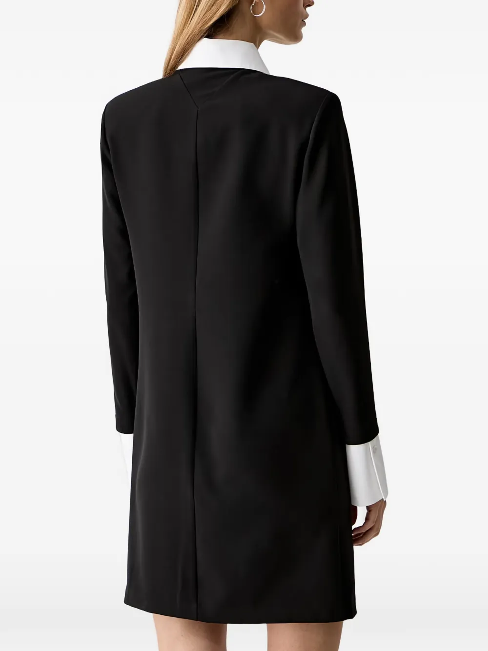 Karl Lagerfeld Mini-jurk met contrasterende kraag en V-hals Zwart