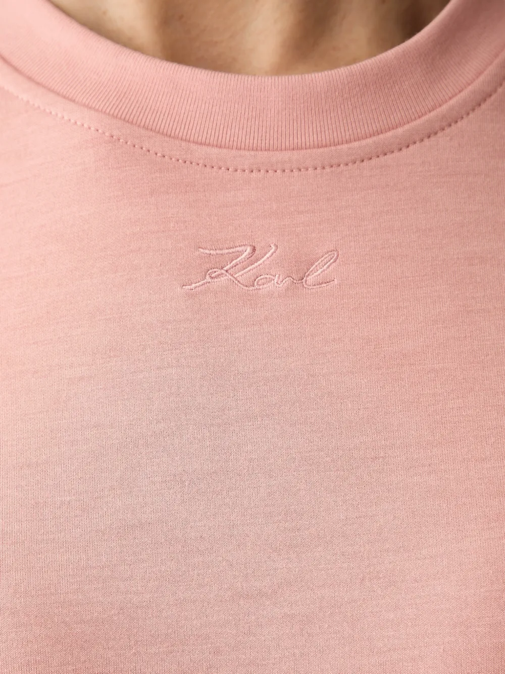 Karl Lagerfeld Sweater verfraaid met parels en tulen mouwen Roze