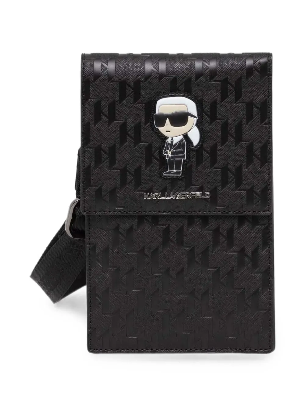 Karl Lagerfeld monogram-embossed Ikonik phone bag - Nero