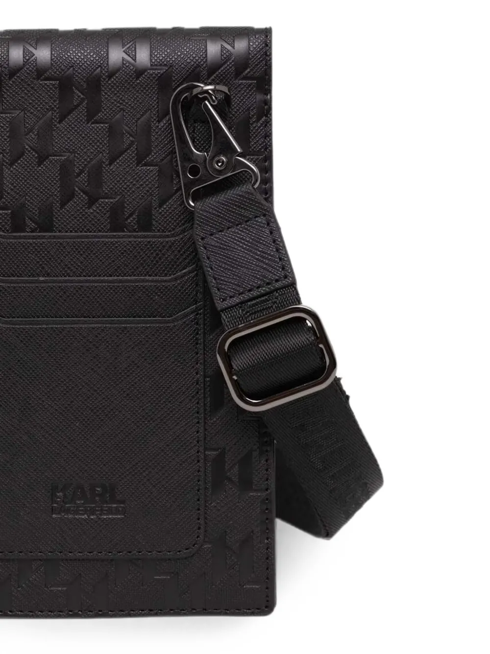 Karl Lagerfeld Ikonik telefoontas met monogram-reliëf Zwart