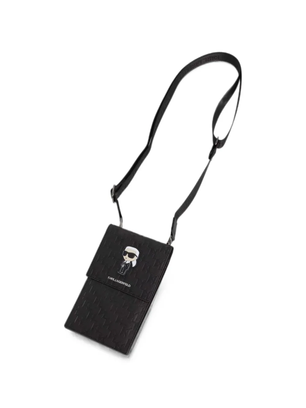 Karl Lagerfeld Ikonik telefoontas met monogram-reliëf Zwart