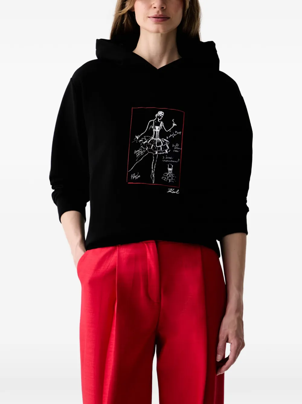 Karl Lagerfeld sketch-print hoodie - Nero
