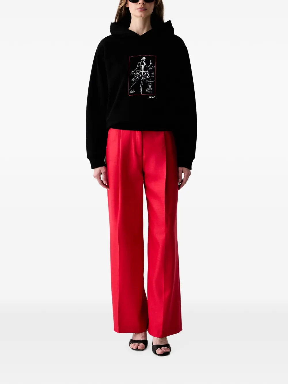 Karl Lagerfeld Hoodie met schetsprint Zwart
