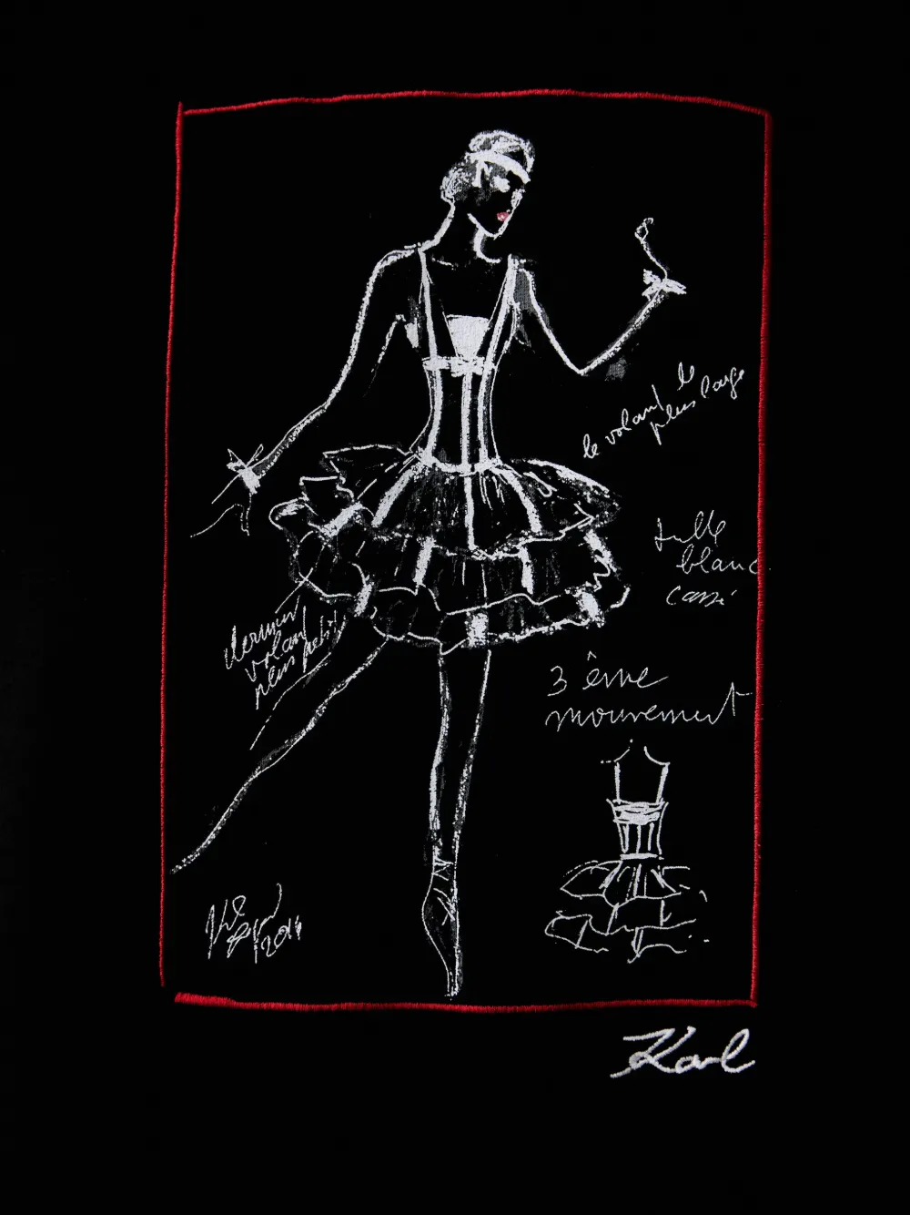 Karl Lagerfeld Hoodie met schetsprint Zwart