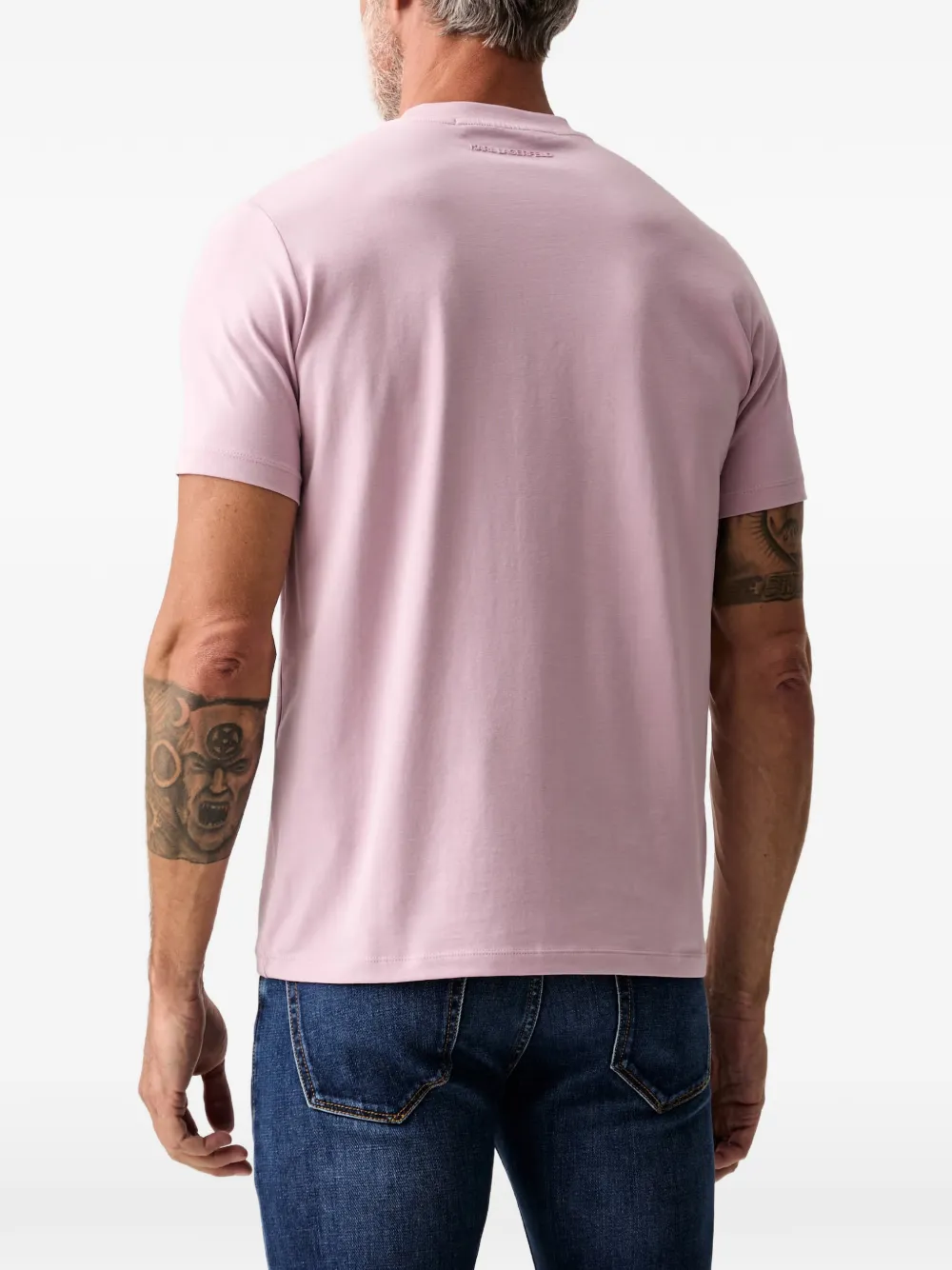 Karl Lagerfeld embroidered-logo T-shirt Roze