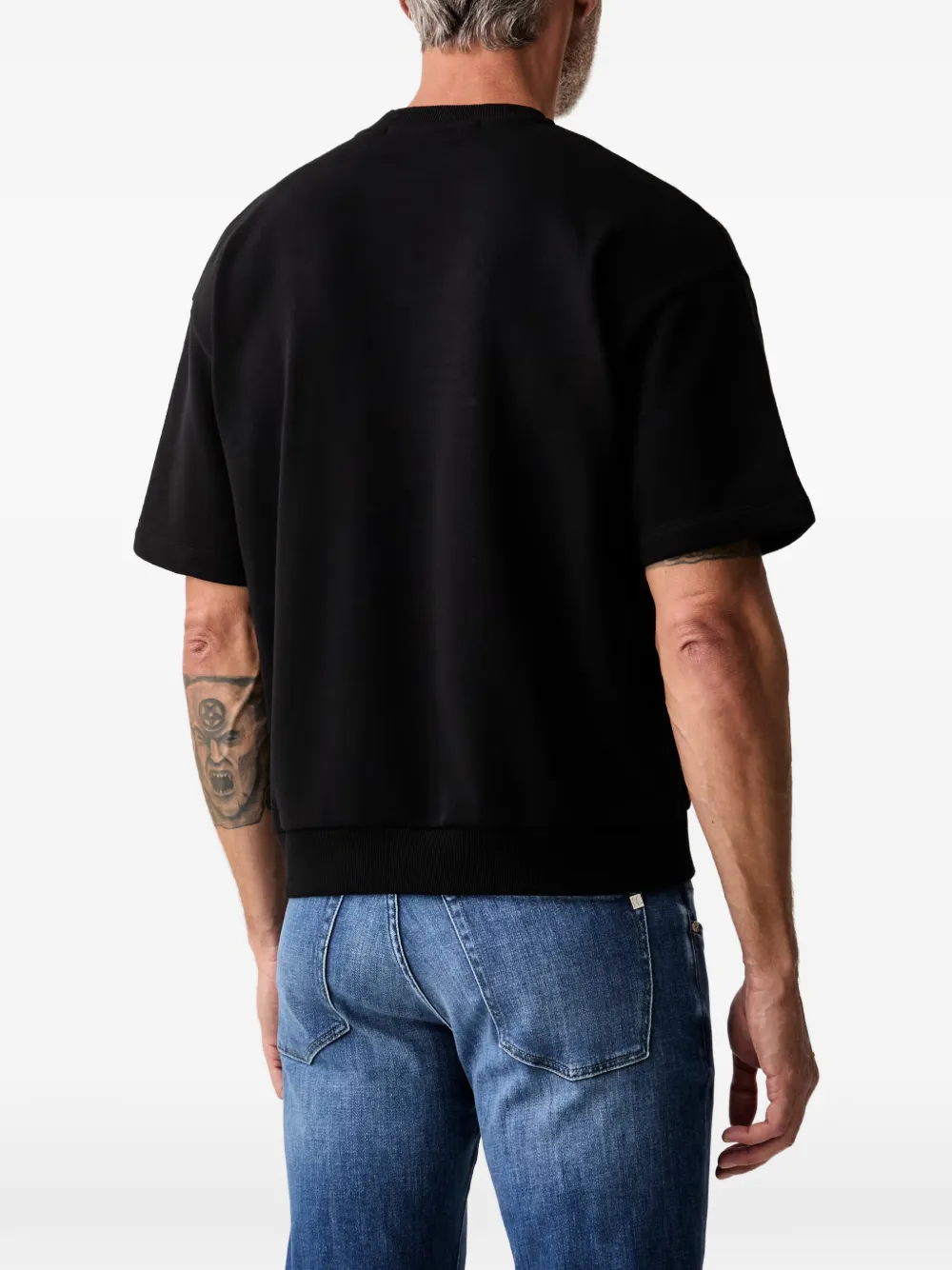 Karl Lagerfeld T-shirt met geborduurd logo en geribbelde afwerking Zwart