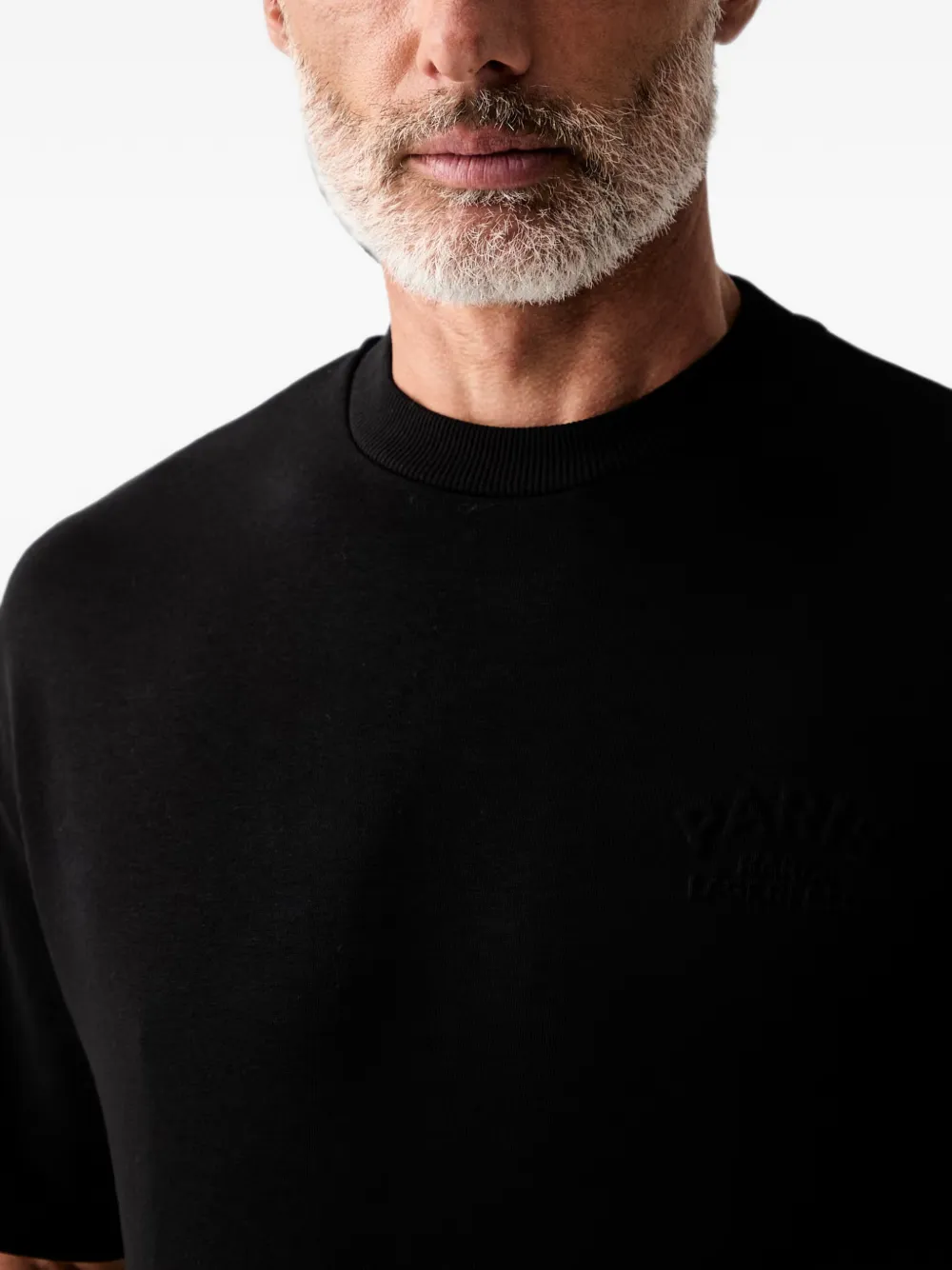 Karl Lagerfeld T-shirt met geborduurd logo en geribbelde afwerking Zwart