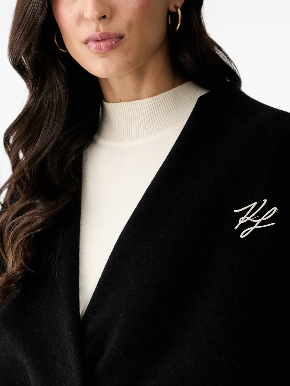 Karl Lagerfeld Mantel met ceintuur Zwart