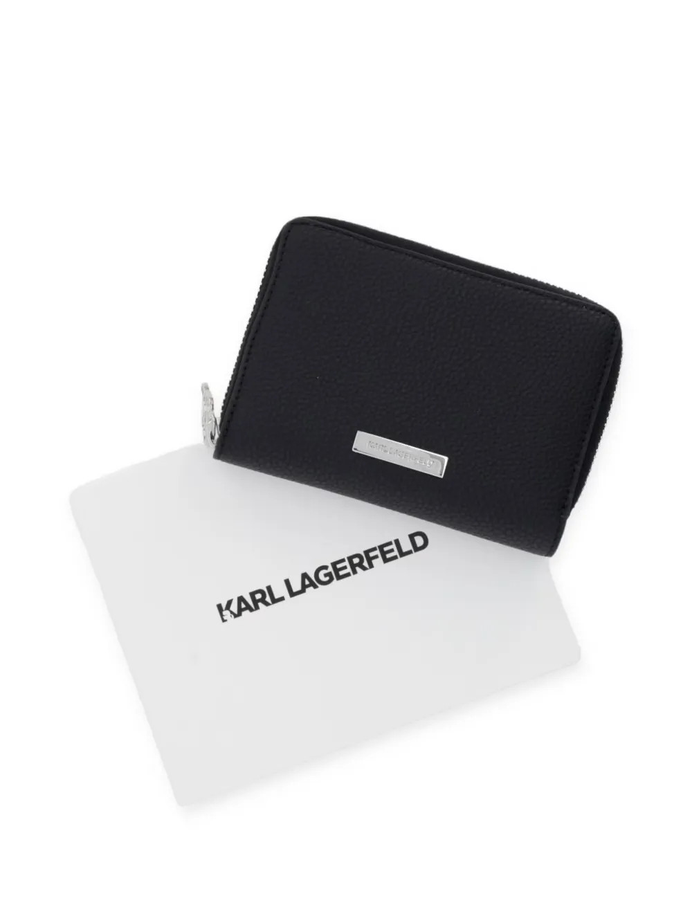 Karl Lagerfeld Portemonnee met logo-plakkaat en korrel-effect Zwart