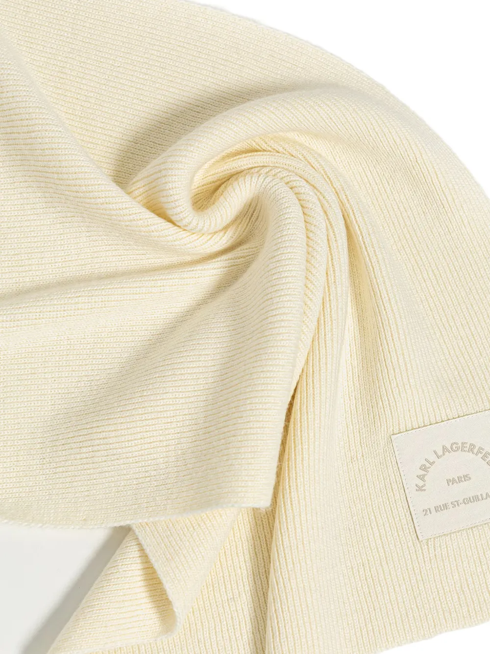 Karl Lagerfeld Geribbelde sjaal met logopatch Beige