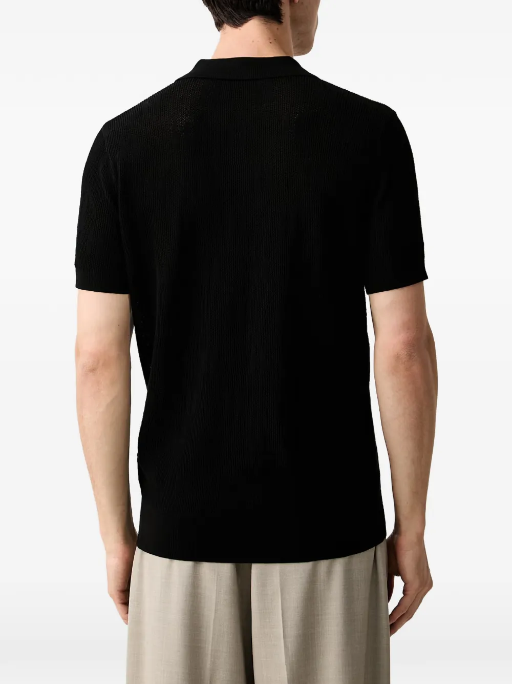 Karl Lagerfeld Gebreid poloshirt met mesh Zwart