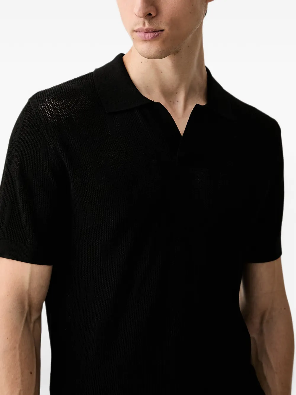 Karl Lagerfeld Gebreid poloshirt met mesh Zwart