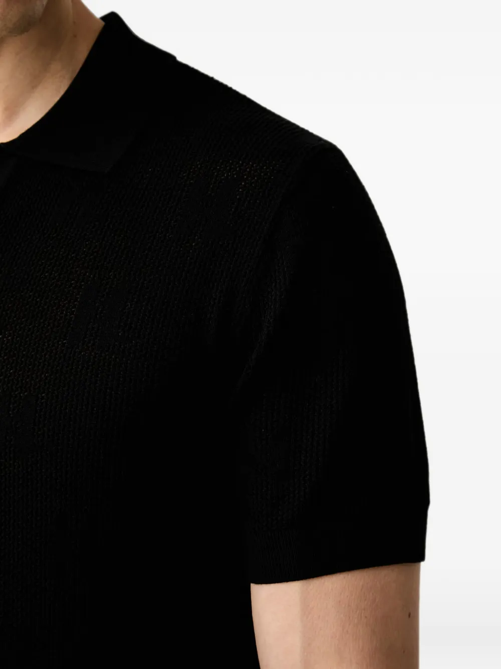 Karl Lagerfeld Gebreid poloshirt met mesh Zwart