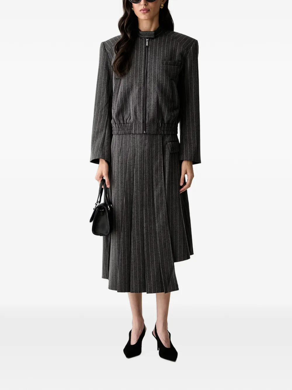 Karl Lagerfeld Asymmetrische rok met krijtstreep Grijs