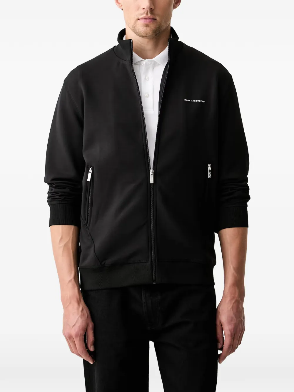 Karl Lagerfeld logo-print zip-up sweatshirt - Nero