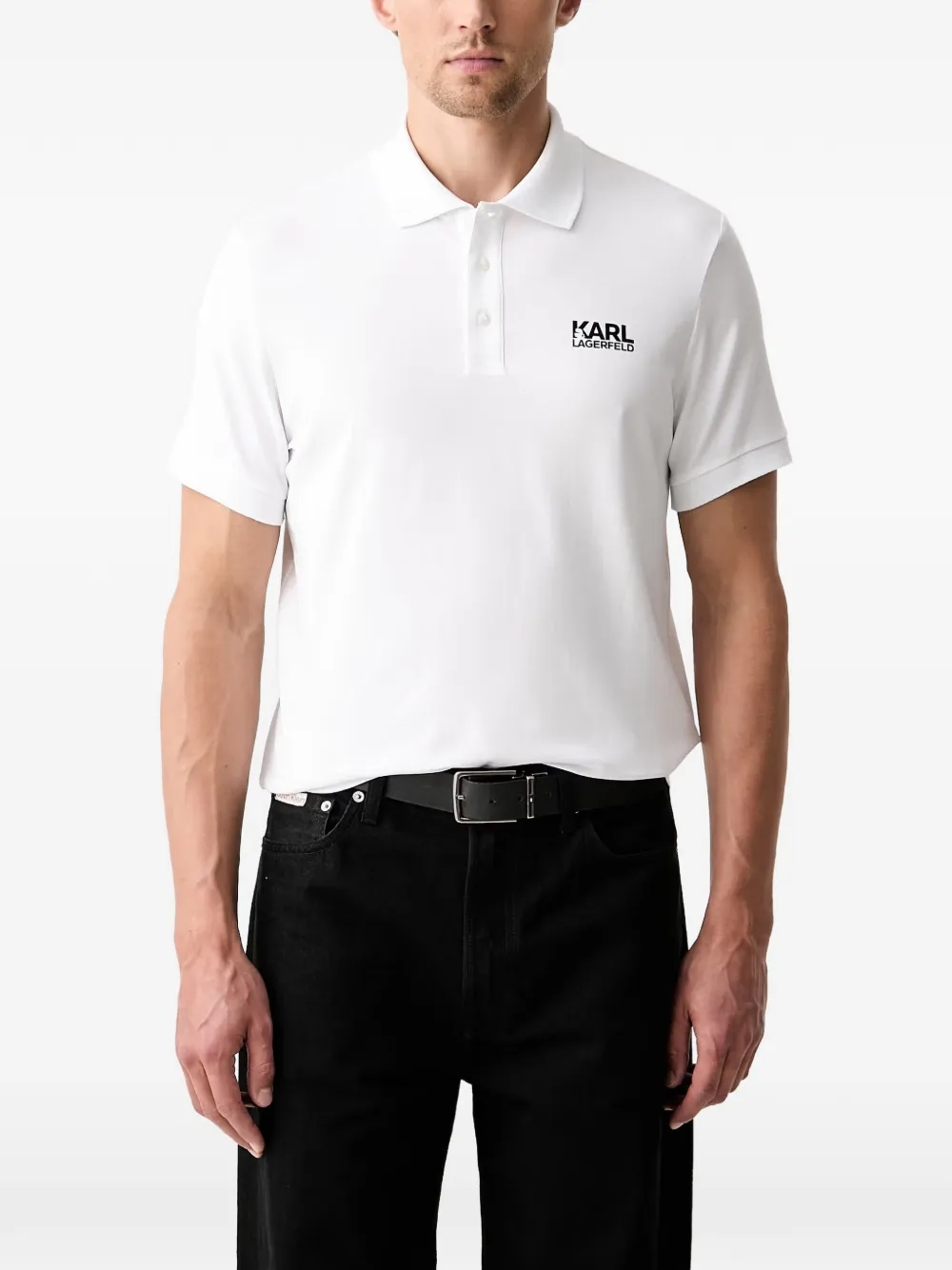 Karl Lagerfeld logo-print short-sleeve polo shirt - Bianco