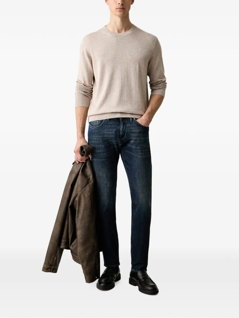 Karl Lagerfeld logo-patch whiskered jeans Blauw
