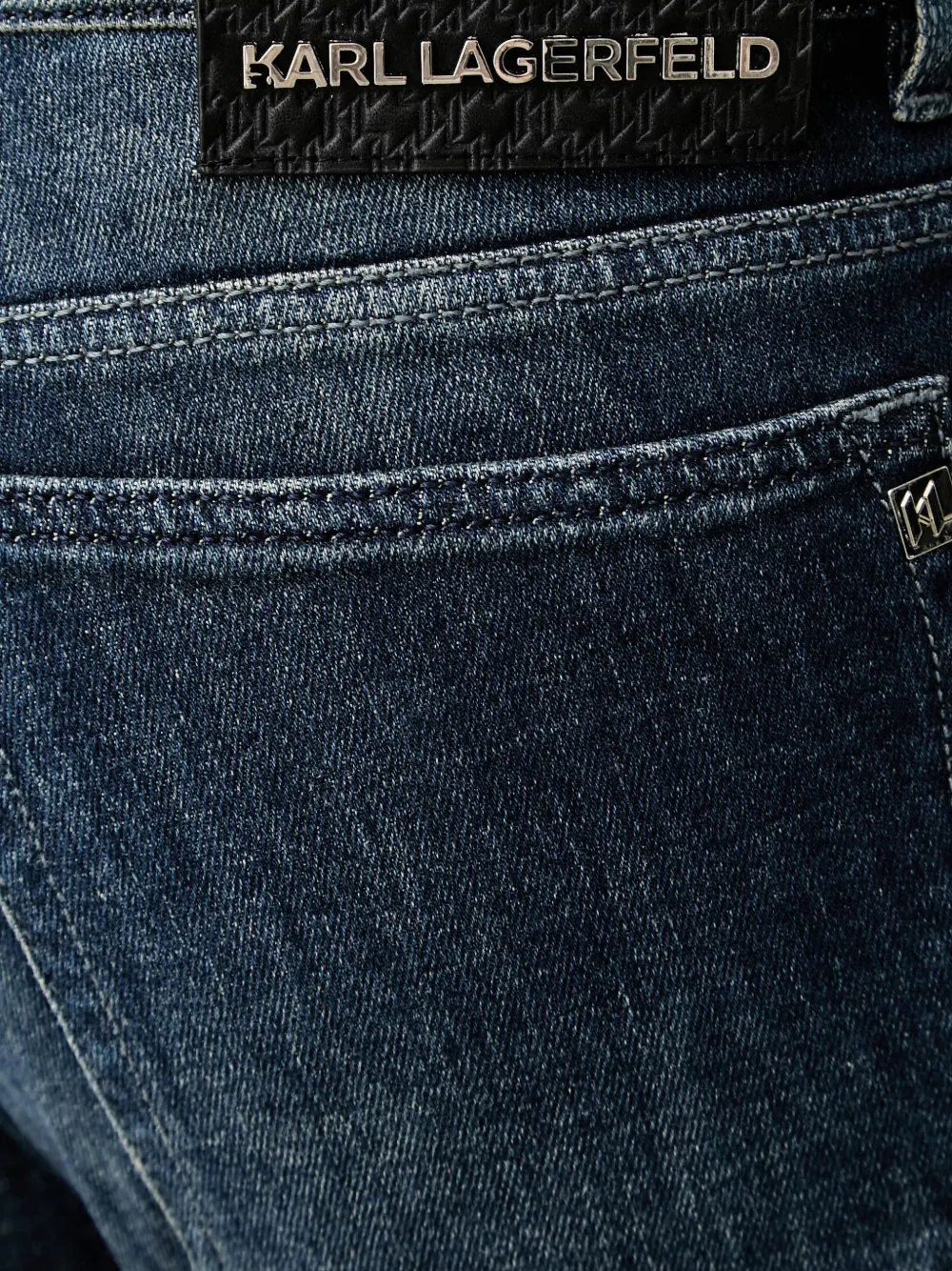 Karl Lagerfeld logo-patch whiskered jeans Blauw