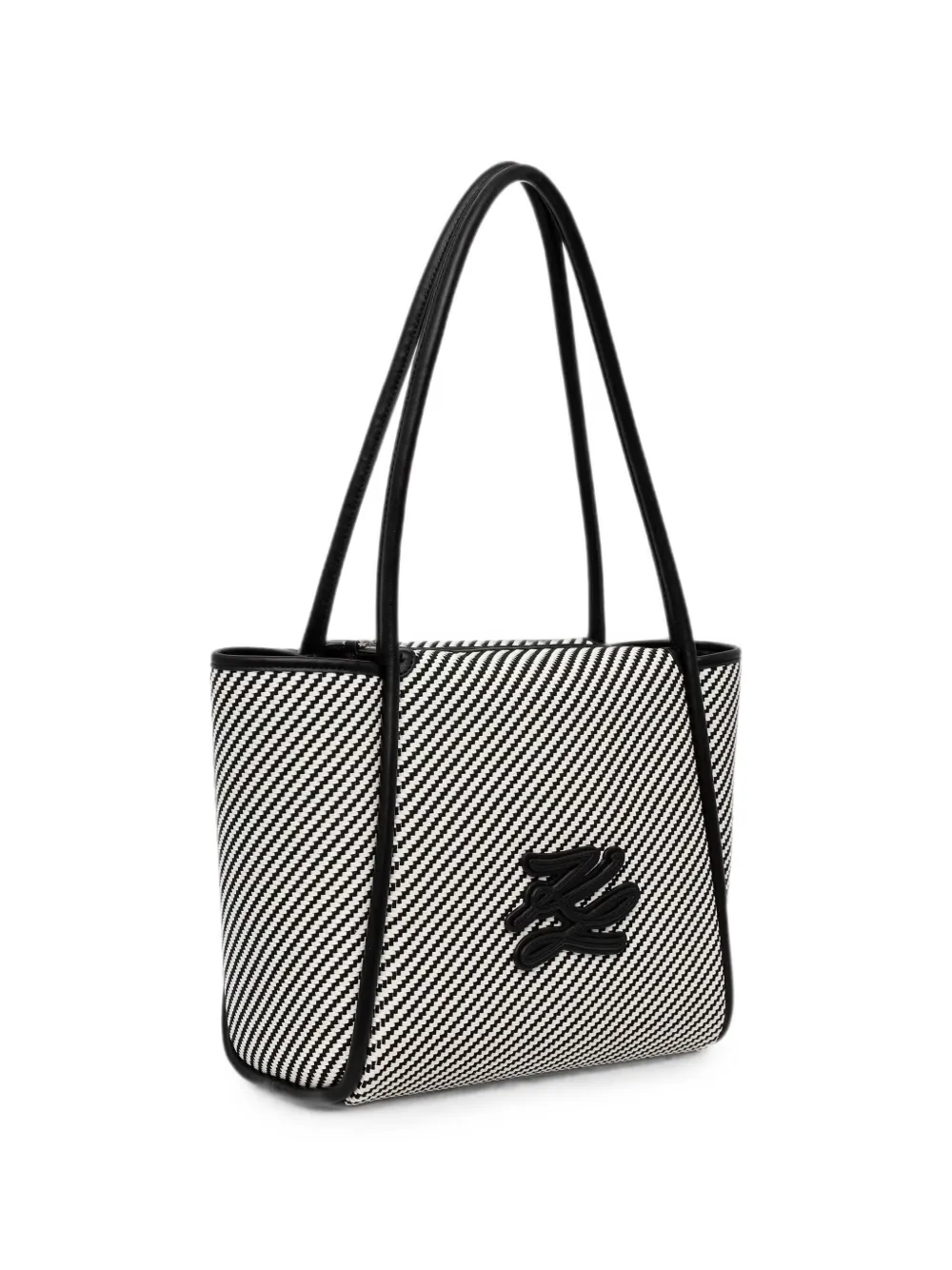 Karl Lagerfeld Shopper met monogram-patch en diagonale streep Wit