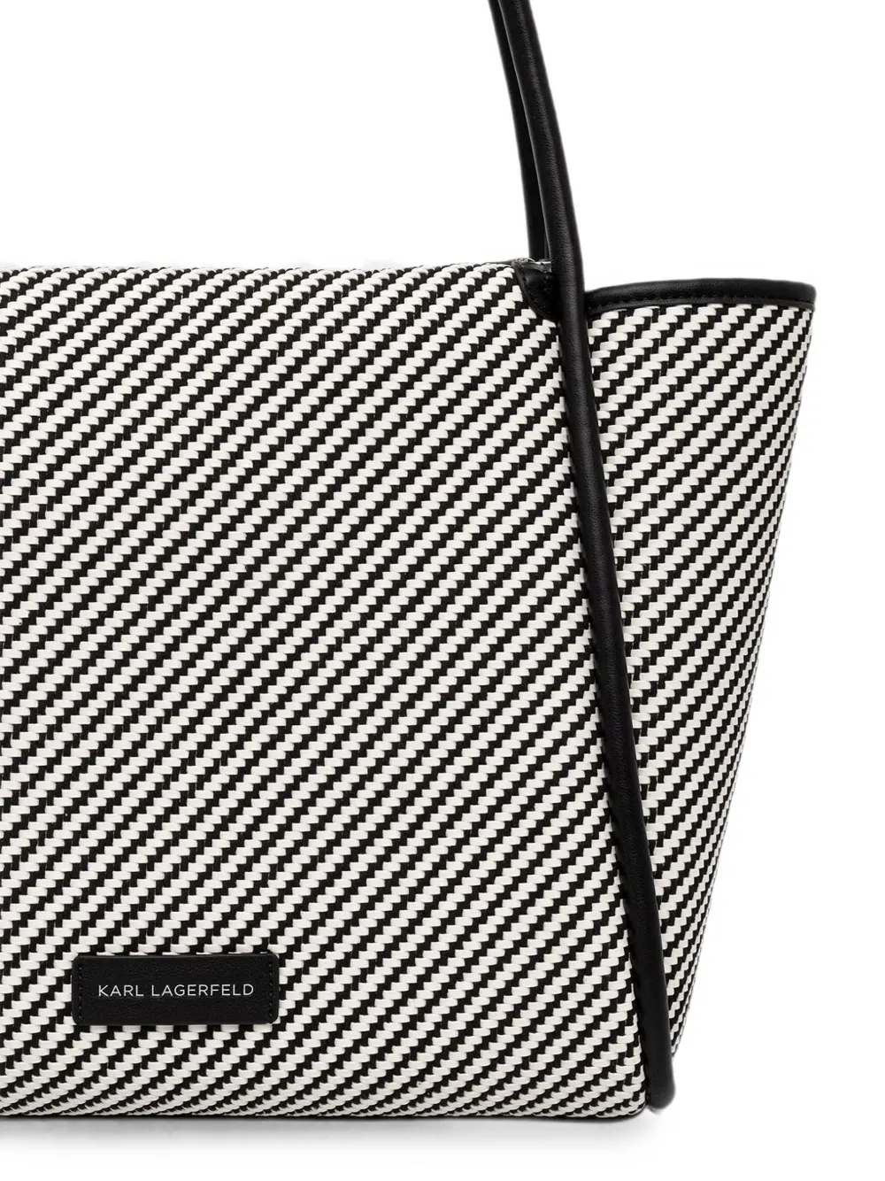 Karl Lagerfeld Shopper met monogram-patch en diagonale streep Wit