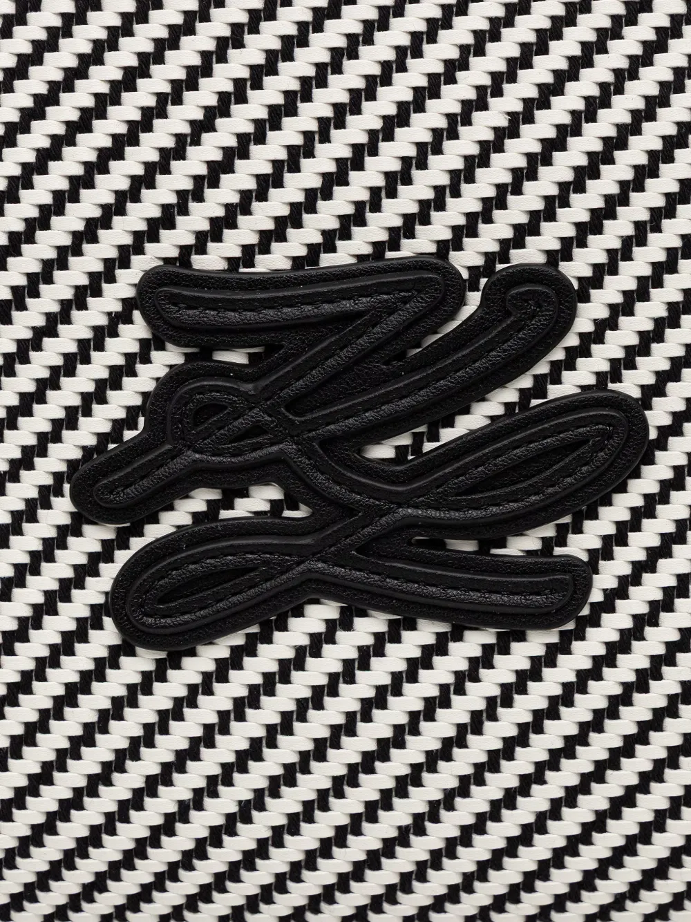 Karl Lagerfeld Shopper met monogram-patch en diagonale streep Wit