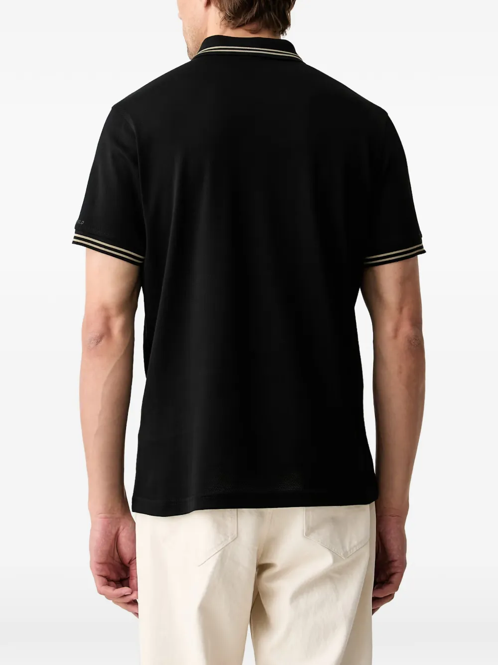 Karl Lagerfeld Poloshirt met ritssluiting en gestreepte afwerking Zwart