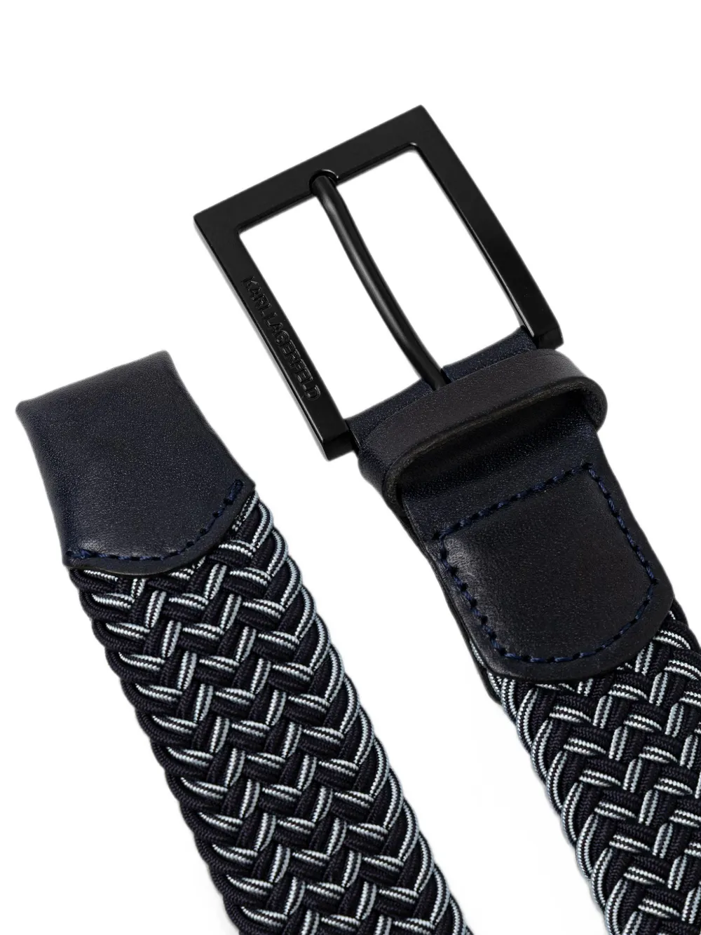 Karl Lagerfeld Geweven riem met leren afwerking Blauw