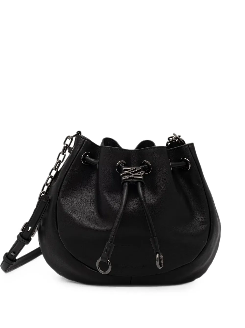 Karl Lagerfeld logo-plaque drawstring bucket bag - Nero
