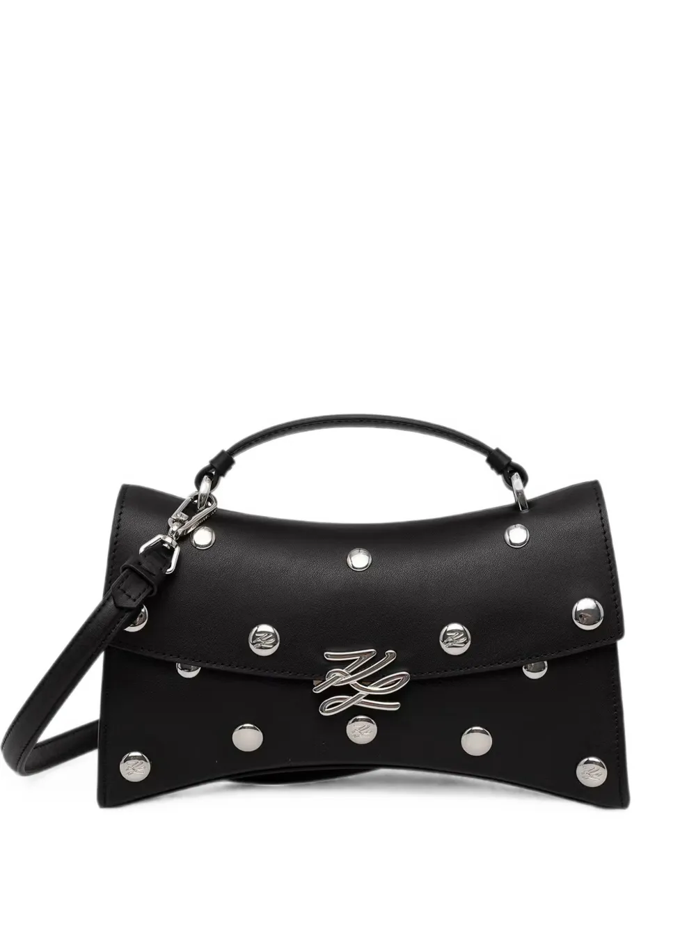Karl Lagerfeld stud-embellished logo crossbody bag - Nero