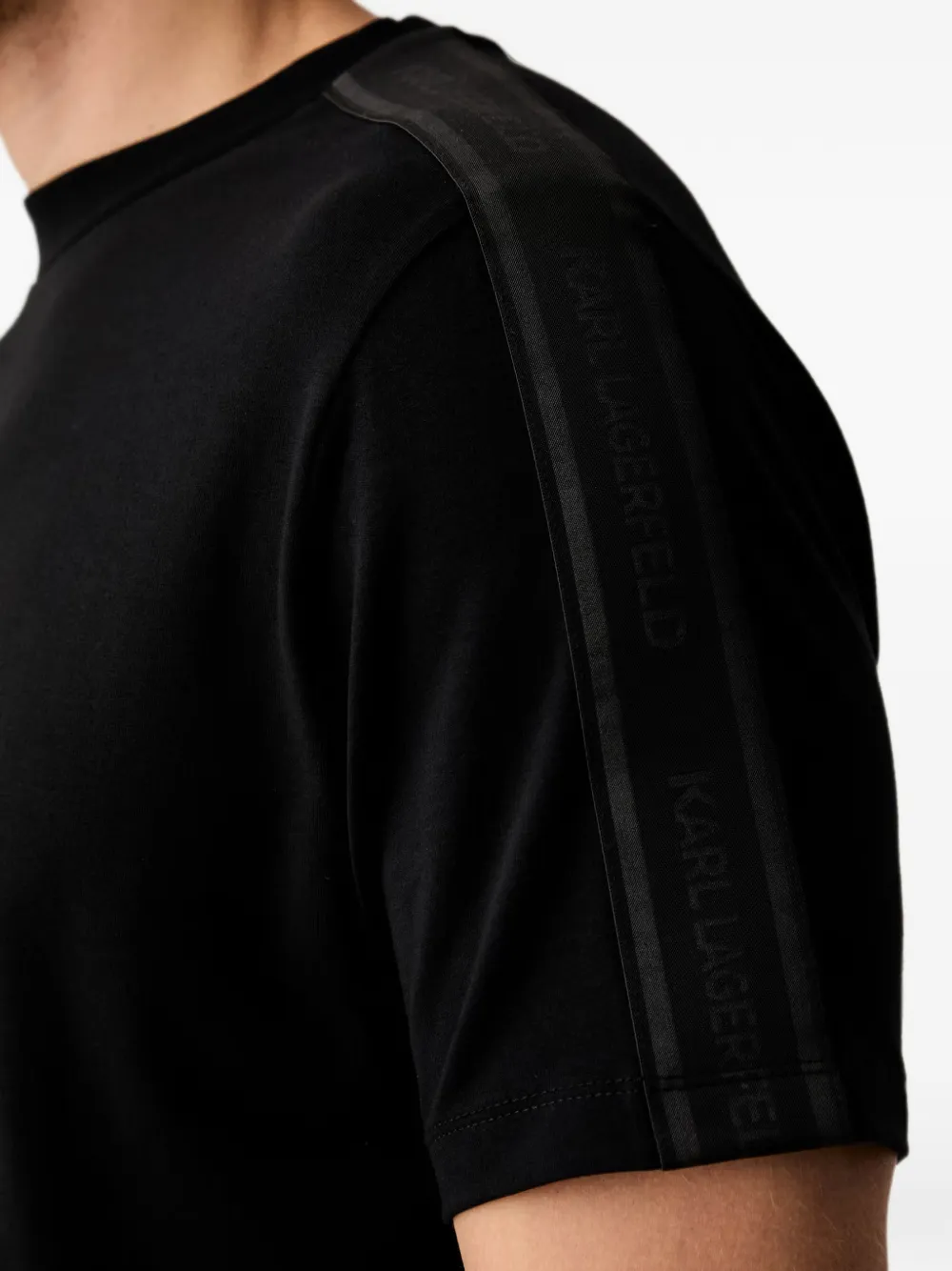 Karl Lagerfeld T-shirt met logo-tape Zwart