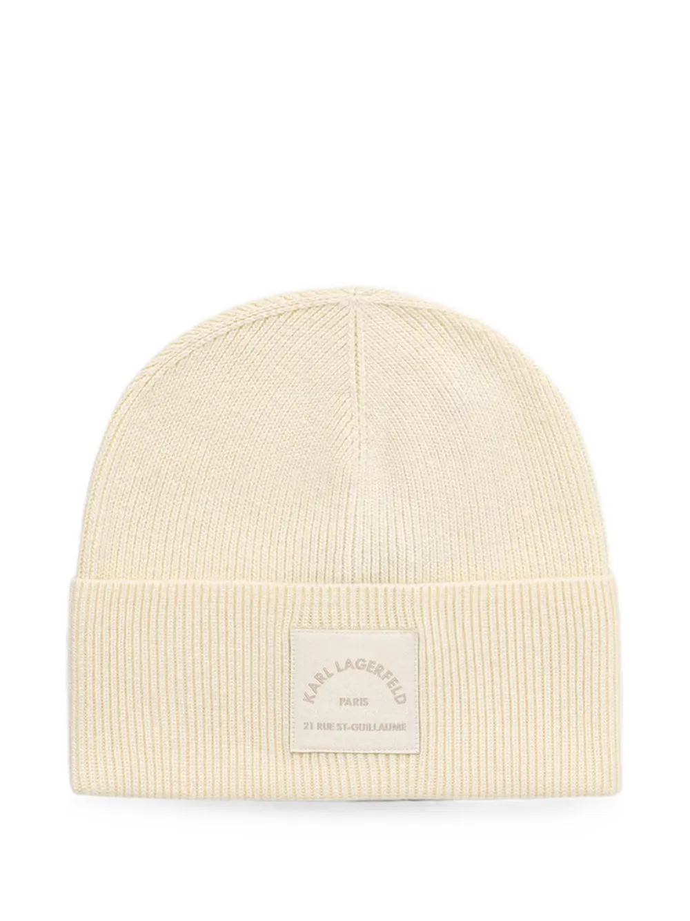 Karl Lagerfeld logo-patch ribbed beanie hat - Nude