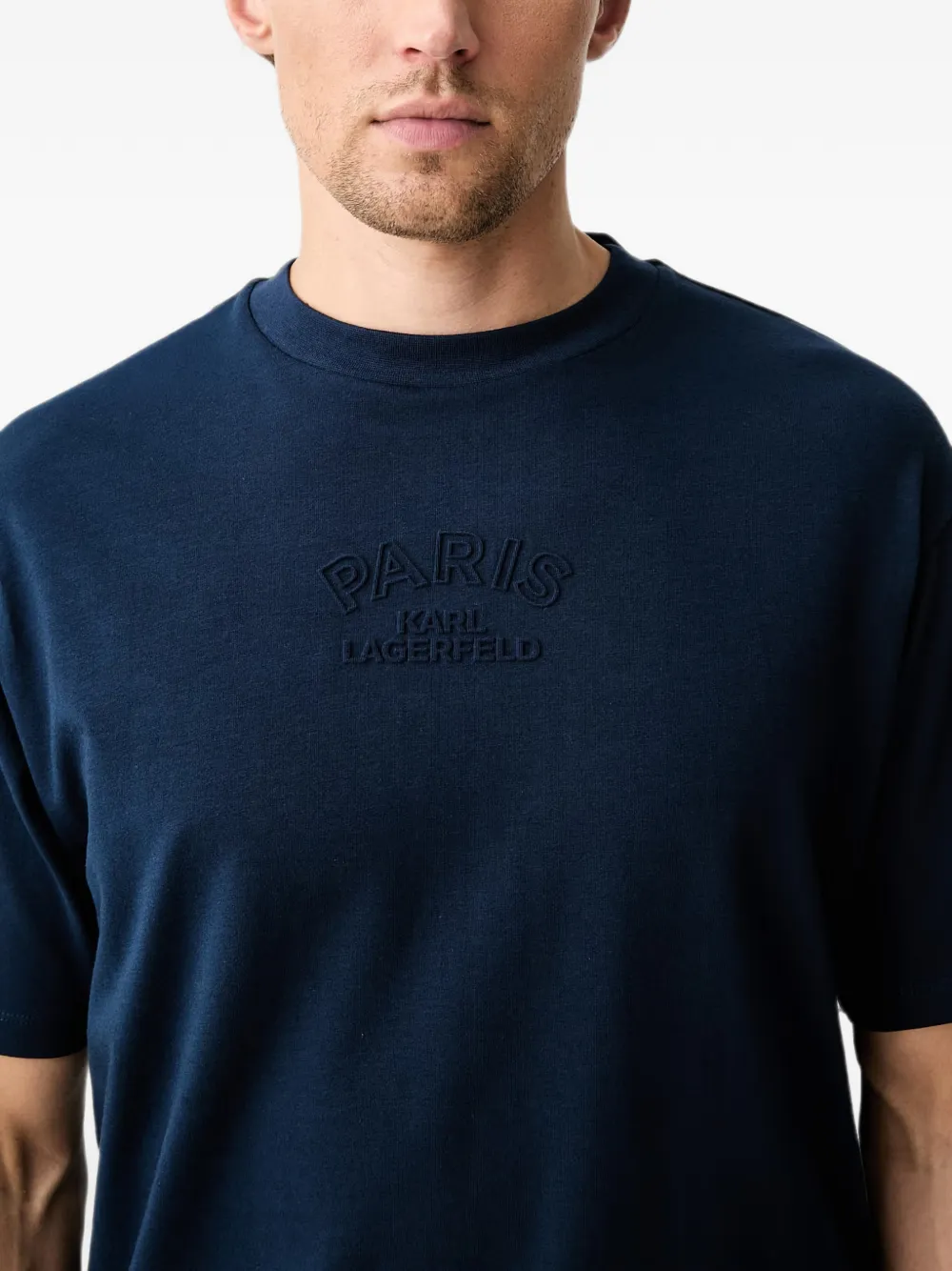 Karl Lagerfeld T-shirt met logo-reliëf Blauw