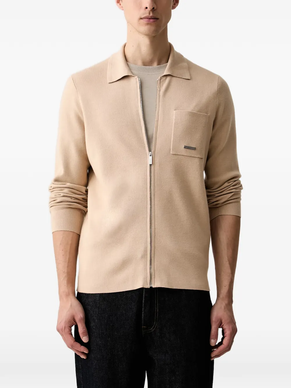 Karl Lagerfeld zip-up pocket-detail sweater - Toni neutri