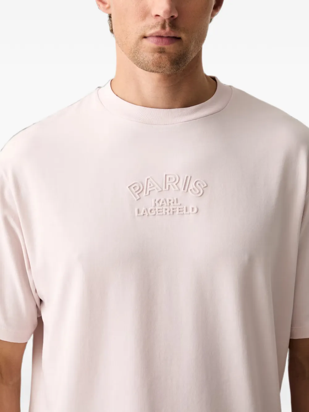 Karl Lagerfeld T-shirt met logo-reliëf Roze