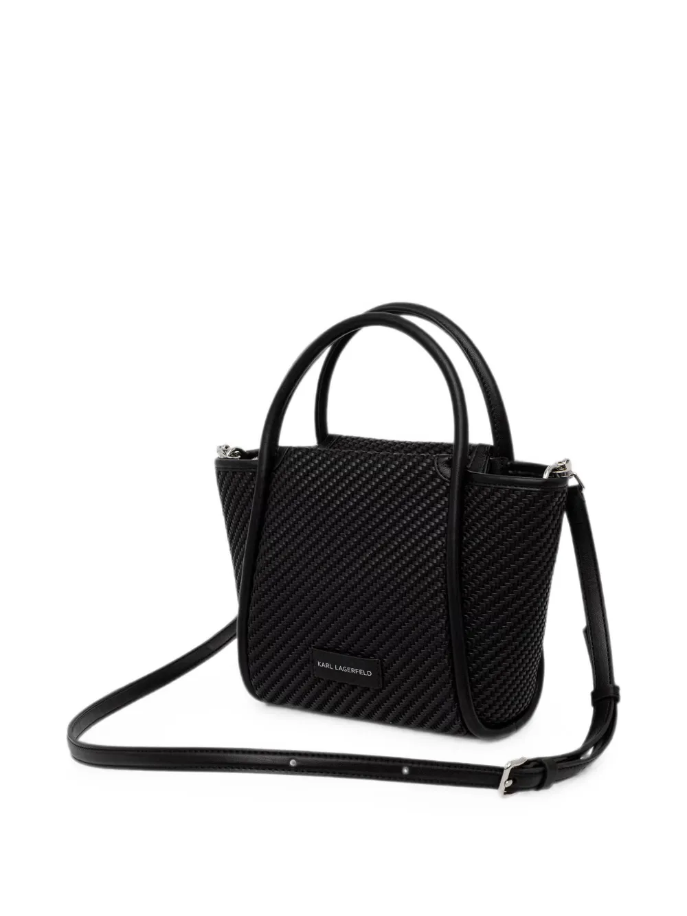 Karl Lagerfeld Geweven shopper met logo-patch Zwart