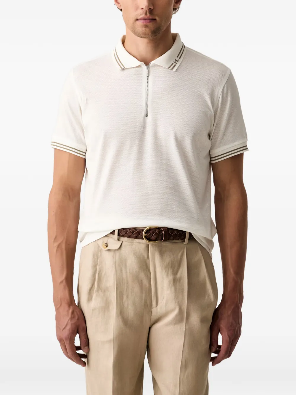 Karl Lagerfeld zip-fastening tipped polo shirt - Bianco