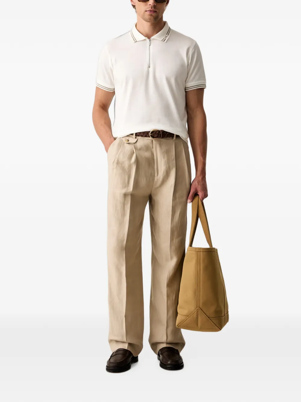 Karl Lagerfeld Poloshirt met ritssluiting en afwerking Wit