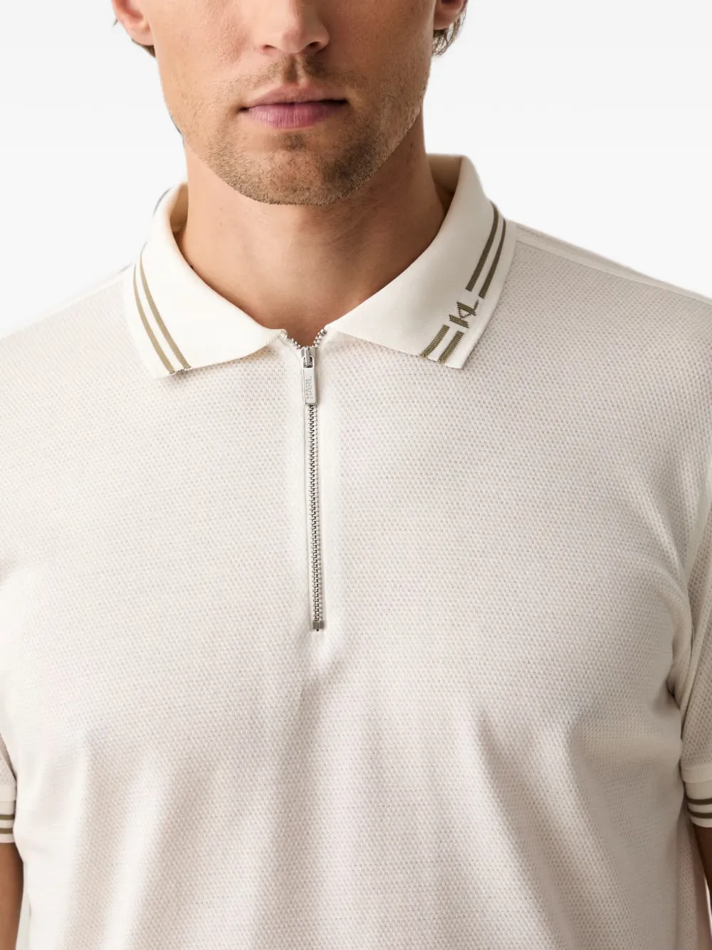 Karl Lagerfeld Poloshirt met ritssluiting en afwerking Wit