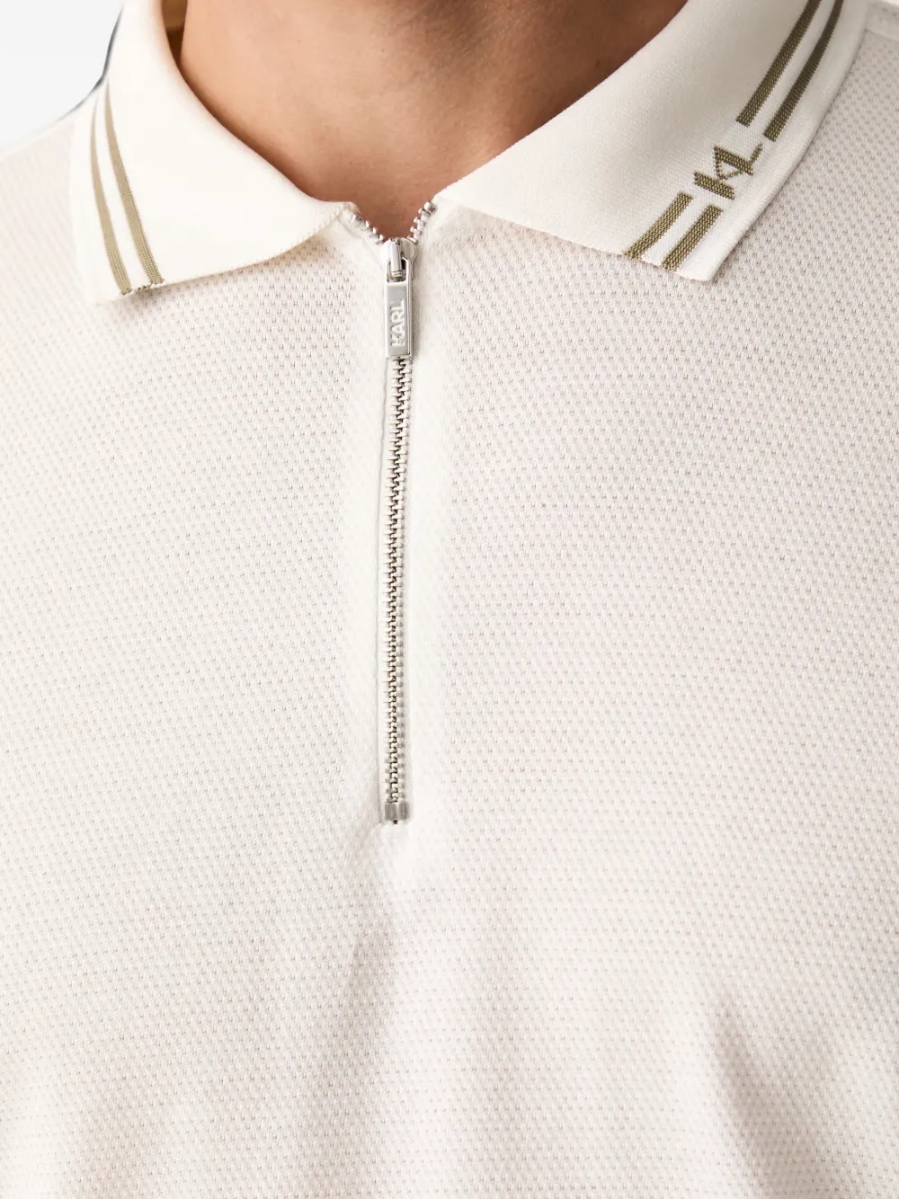 Karl Lagerfeld Poloshirt met ritssluiting en afwerking Wit