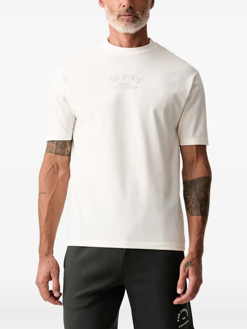 Karl Lagerfeld logo-embossed crew-neck T-shirt - Toni neutri