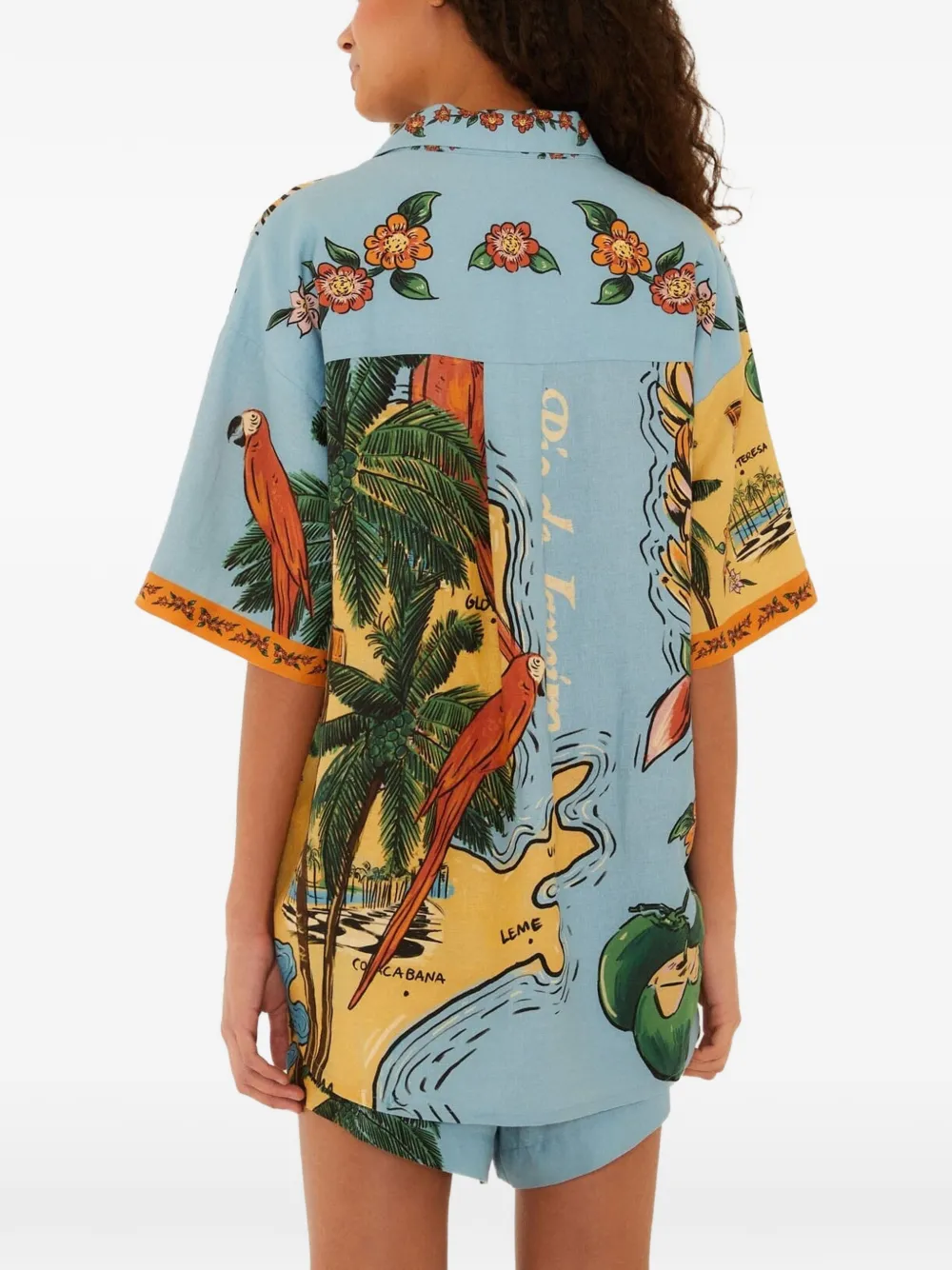 FARM Rio Veelkleurig Beaches Path blouse met knopen Blauw