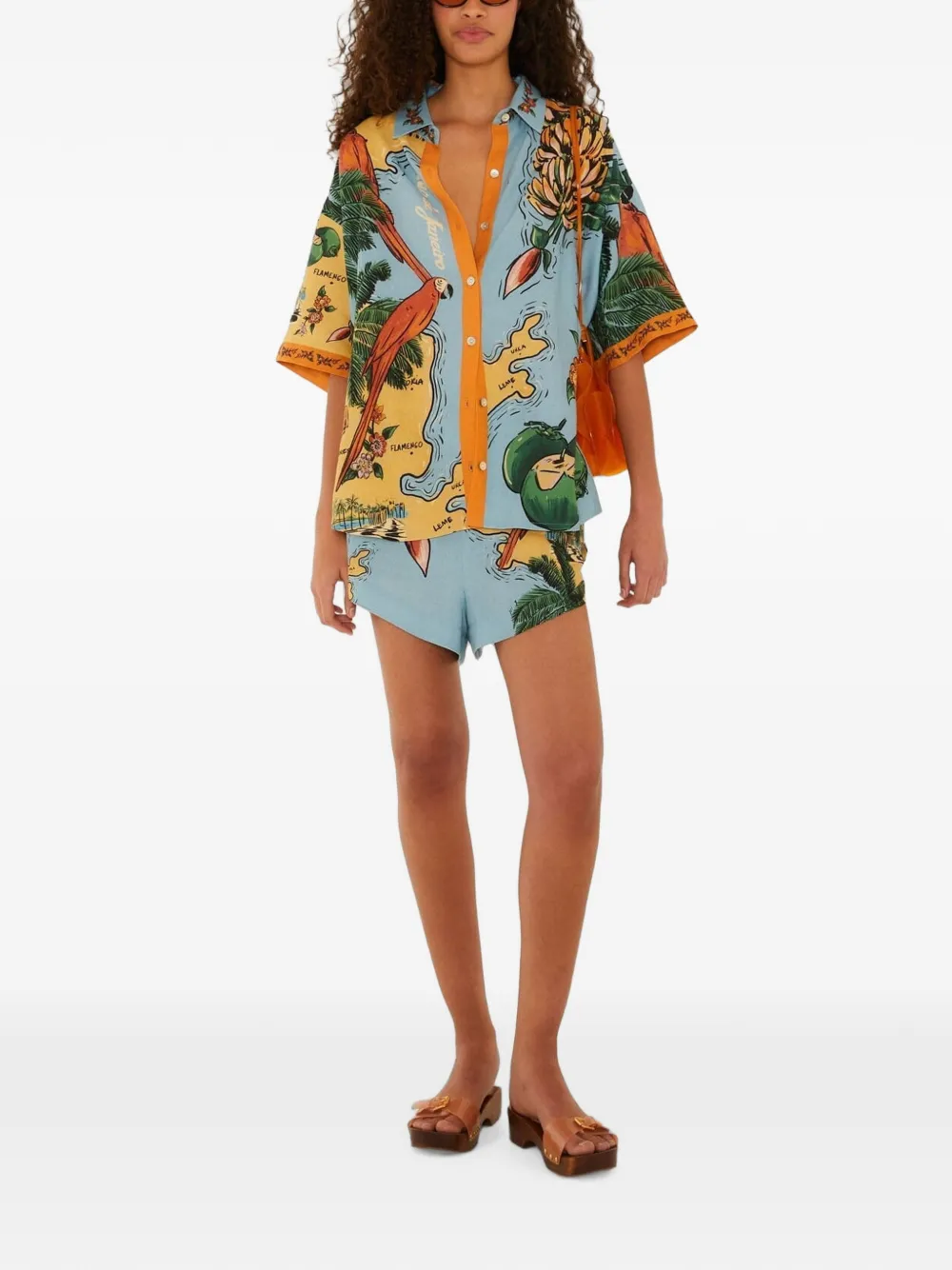 FARM Rio Veelkleurig Beaches Path blouse met knopen Blauw