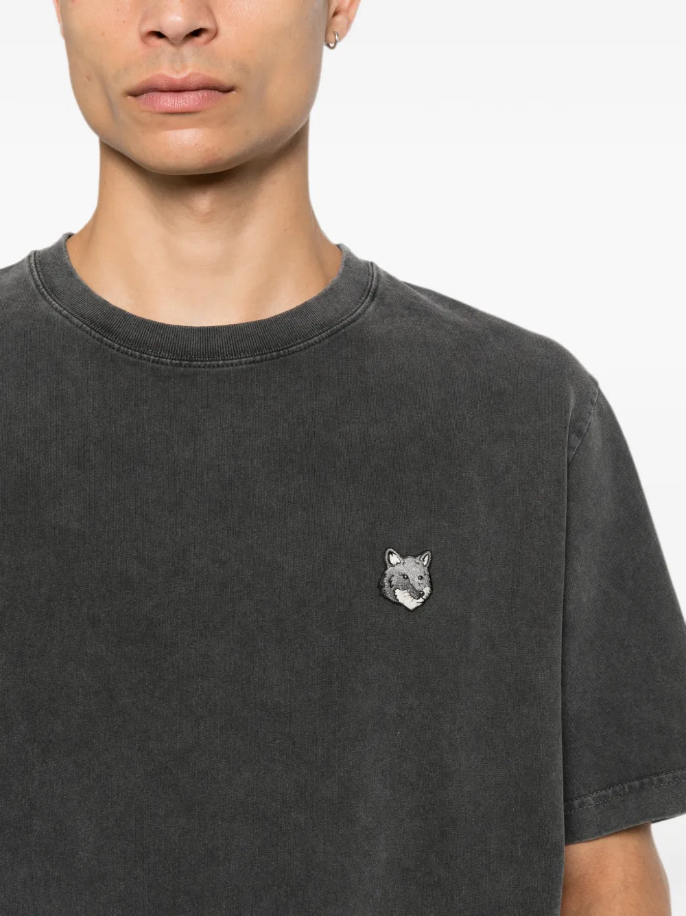 Maison Kitsuné Fox Head T-shirt met vervaagd effect Grijs