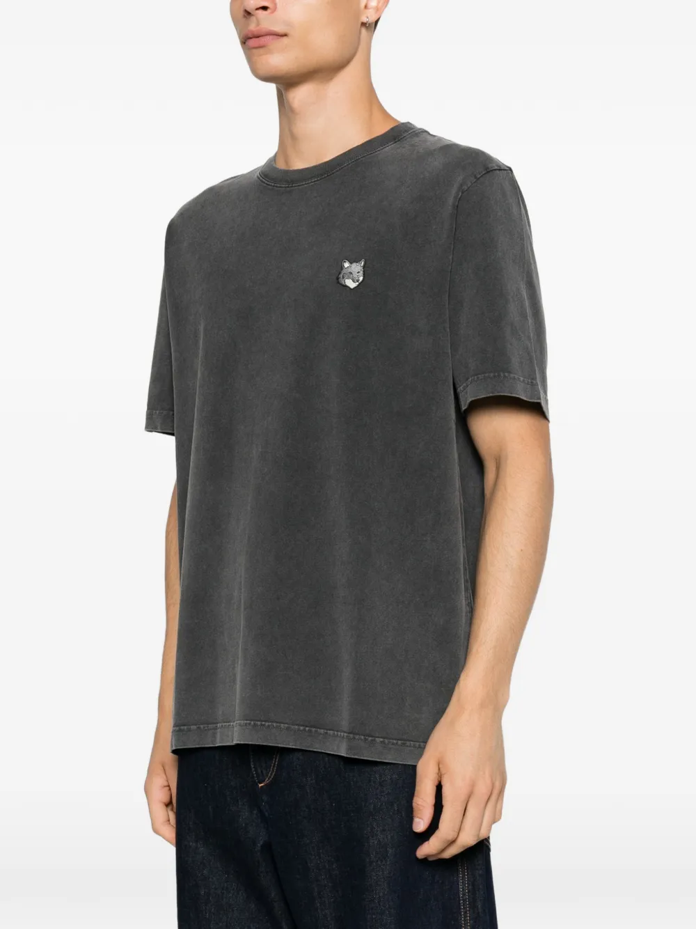 Maison Kitsuné Fox Head T-shirt met vervaagd effect Grijs